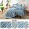 imageBedsure King Size Comforter Set Black  Bed in a Bag King Bedding 7 Pieces Cationic Dyed Bed Set Gift for Family Black Soft Bedding for All Seasons Comforter with Sheets Pillowcases amp Shams05  Storm Blue Melange