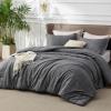 imageBedsure King Size Comforter Set Black  Bed in a Bag King Bedding 7 Pieces Cationic Dyed Bed Set Gift for Family Black Soft Bedding for All Seasons Comforter with Sheets Pillowcases amp Shams03  Dark Grey Melange