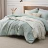 imageBedsure King Size Comforter Set Black  Bed in a Bag King Bedding 7 Pieces Cationic Dyed Bed Set Gift for Family Black Soft Bedding for All Seasons Comforter with Sheets Pillowcases amp Shams02  Mint Green Melange