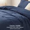 imageBedsure King Size Comforter Set Black  Bed in a Bag King Bedding 7 Pieces Cationic Dyed Bed Set Gift for Family Black Soft Bedding for All Seasons Comforter with Sheets Pillowcases amp Shams05  Navy Melange