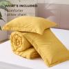 imageBedsure King Size Comforter Set Black  Bed in a Bag King Bedding 7 Pieces Cationic Dyed Bed Set Gift for Family Black Soft Bedding for All Seasons Comforter with Sheets Pillowcases amp Shams09  Yellow Melange