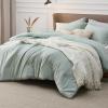 imageBedsure King Size Comforter Set Black  Bed in a Bag King Bedding 7 Pieces Cationic Dyed Bed Set Gift for Family Black Soft Bedding for All Seasons Comforter with Sheets Pillowcases amp Shams02  Mint Green Melange