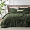 imageBedsure King Size Comforter Set Black  Bed in a Bag King Bedding 7 Pieces Cationic Dyed Bed Set Gift for Family Black Soft Bedding for All Seasons Comforter with Sheets Pillowcases amp Shams02  Olive Green Melange