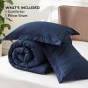 imageBedsure King Size Comforter Set Black  Bed in a Bag King Bedding 7 Pieces Cationic Dyed Bed Set Gift for Family Black Soft Bedding for All Seasons Comforter with Sheets Pillowcases amp Shams05  Navy Melange