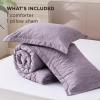 imageBedsure King Size Comforter Set Black  Bed in a Bag King Bedding 7 Pieces Cationic Dyed Bed Set Gift for Family Black Soft Bedding for All Seasons Comforter with Sheets Pillowcases amp Shams07  Grayish Purple Melange