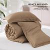 imageBedsure King Size Comforter Set Black  Bed in a Bag King Bedding 7 Pieces Cationic Dyed Bed Set Gift for Family Black Soft Bedding for All Seasons Comforter with Sheets Pillowcases amp Shams04  Brown Melange