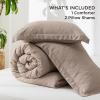 imageBedsure King Size Comforter Set Black  Bed in a Bag King Bedding 7 Pieces Cationic Dyed Bed Set Gift for Family Black Soft Bedding for All Seasons Comforter with Sheets Pillowcases amp Shams04  Khaki Melange