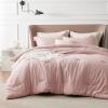imageBedsure King Size Comforter Set Black  Bed in a Bag King Bedding 7 Pieces Cationic Dyed Bed Set Gift for Family Black Soft Bedding for All Seasons Comforter with Sheets Pillowcases amp Shams06  Pink Melange