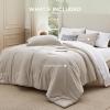 imageBedsure King Size Comforter Set Black  Bed in a Bag King Bedding 7 Pieces Cationic Dyed Bed Set Gift for Family Black Soft Bedding for All Seasons Comforter with Sheets Pillowcases amp Shams01  Beige Melange