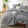 imageBedsure King Size Comforter Set Black  Bed in a Bag King Bedding 7 Pieces Cationic Dyed Bed Set Gift for Family Black Soft Bedding for All Seasons Comforter with Sheets Pillowcases amp Shams03  Grey Melange