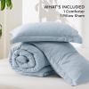 imageBedsure King Size Comforter Set Black  Bed in a Bag King Bedding 7 Pieces Cationic Dyed Bed Set Gift for Family Black Soft Bedding for All Seasons Comforter with Sheets Pillowcases amp Shams05  Light Blue Melange