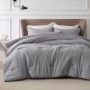 imageBedsure King Size Comforter Set Black  Bed in a Bag King Bedding 7 Pieces Cationic Dyed Bed Set Gift for Family Black Soft Bedding for All Seasons Comforter with Sheets Pillowcases amp Shams03  Grey Melange