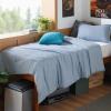 imageBedsure King Size Comforter Set Black  Bed in a Bag King Bedding 7 Pieces Cationic Dyed Bed Set Gift for Family Black Soft Bedding for All Seasons Comforter with Sheets Pillowcases amp Shams05  Light Blue Melange