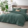 imageBedsure King Size Comforter Set Black  Bed in a Bag King Bedding 7 Pieces Cationic Dyed Bed Set Gift for Family Black Soft Bedding for All Seasons Comforter with Sheets Pillowcases amp Shams02  Dark Green Melange