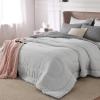 imageBedsure King Size Comforter Set Black  Bed in a Bag King Bedding 7 Pieces Cationic Dyed Bed Set Gift for Family Black Soft Bedding for All Seasons Comforter with Sheets Pillowcases amp Shams04  Light Grey  Reversible