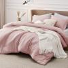 imageBedsure King Size Comforter Set Black  Bed in a Bag King Bedding 7 Pieces Cationic Dyed Bed Set Gift for Family Black Soft Bedding for All Seasons Comforter with Sheets Pillowcases amp Shams06  Pink Melange