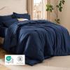 imageBedsure King Size Comforter Set Black  Bed in a Bag King Bedding 7 Pieces Cationic Dyed Bed Set Gift for Family Black Soft Bedding for All Seasons Comforter with Sheets Pillowcases amp Shams05  Navy