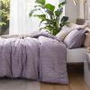 imageBedsure King Size Comforter Set Black  Bed in a Bag King Bedding 7 Pieces Cationic Dyed Bed Set Gift for Family Black Soft Bedding for All Seasons Comforter with Sheets Pillowcases amp Shams07  Grayish Purple Melange