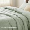 imageBedsure King Size Comforter Set Black  Bed in a Bag King Bedding 7 Pieces Cationic Dyed Bed Set Gift for Family Black Soft Bedding for All Seasons Comforter with Sheets Pillowcases amp Shams02  Celadon Green Melange