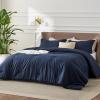 imageBedsure King Size Comforter Set Black  Bed in a Bag King Bedding 7 Pieces Cationic Dyed Bed Set Gift for Family Black Soft Bedding for All Seasons Comforter with Sheets Pillowcases amp Shams05  Navy Melange