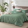 imageBedsure King Size Comforter Set Black  Bed in a Bag King Bedding 7 Pieces Cationic Dyed Bed Set Gift for Family Black Soft Bedding for All Seasons Comforter with Sheets Pillowcases amp Shams02  Green Melange