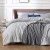 imageBedsure King Size Comforter Set Black  Bed in a Bag King Bedding 7 Pieces Cationic Dyed Bed Set Gift for Family Black Soft Bedding for All Seasons Comforter with Sheets Pillowcases amp Shams03  Light Grey Melange