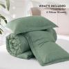 imageBedsure King Size Comforter Set Black  Bed in a Bag King Bedding 7 Pieces Cationic Dyed Bed Set Gift for Family Black Soft Bedding for All Seasons Comforter with Sheets Pillowcases amp Shams02  Green Melange