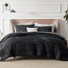 imageBedsure King Size Comforter Set Black  Bed in a Bag King Bedding 7 Pieces Cationic Dyed Bed Set Gift for Family Black Soft Bedding for All Seasons Comforter with Sheets Pillowcases amp Shams03  Charcoal Black Cooling