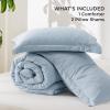 imageBedsure King Size Comforter Set Black  Bed in a Bag King Bedding 7 Pieces Cationic Dyed Bed Set Gift for Family Black Soft Bedding for All Seasons Comforter with Sheets Pillowcases amp Shams05  Light Blue Melange