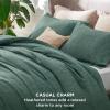 imageBedsure King Size Comforter Set Black  Bed in a Bag King Bedding 7 Pieces Cationic Dyed Bed Set Gift for Family Black Soft Bedding for All Seasons Comforter with Sheets Pillowcases amp Shams02  Dark Green Melange