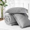 imageBedsure King Size Comforter Set Black  Bed in a Bag King Bedding 7 Pieces Cationic Dyed Bed Set Gift for Family Black Soft Bedding for All Seasons Comforter with Sheets Pillowcases amp Shams03  Light Grey Melange