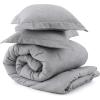 imageBedsure King Size Comforter Set Black  Bed in a Bag King Bedding 7 Pieces Cationic Dyed Bed Set Gift for Family Black Soft Bedding for All Seasons Comforter with Sheets Pillowcases amp Shams03  Light Grey Melange