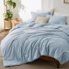 imageBedsure King Size Comforter Set Black  Bed in a Bag King Bedding 7 Pieces Cationic Dyed Bed Set Gift for Family Black Soft Bedding for All Seasons Comforter with Sheets Pillowcases amp Shams05  Light Blue Melange