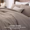 imageBedsure King Size Comforter Set Black  Bed in a Bag King Bedding 7 Pieces Cationic Dyed Bed Set Gift for Family Black Soft Bedding for All Seasons Comforter with Sheets Pillowcases amp Shams04  Khaki Melange