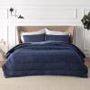 imageBedsure King Size Comforter Set Black  Bed in a Bag King Bedding 7 Pieces Cationic Dyed Bed Set Gift for Family Black Soft Bedding for All Seasons Comforter with Sheets Pillowcases amp Shams24  Navy Blue  Reversible