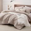 imageBedsure King Size Comforter Set Black  Bed in a Bag King Bedding 7 Pieces Cationic Dyed Bed Set Gift for Family Black Soft Bedding for All Seasons Comforter with Sheets Pillowcases amp Shams04  Oat Melange