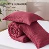 imageBedsure King Size Comforter Set Black  Bed in a Bag King Bedding 7 Pieces Cationic Dyed Bed Set Gift for Family Black Soft Bedding for All Seasons Comforter with Sheets Pillowcases amp Shams06  Red Melange