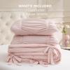 imageBedsure Purple Comforter Set Queen GentleSoft 3 Pieces Breathable Bow Comforter Set Women Girls with 2 Pillow Shams Cute Queen Bedding Sets Purple Room Decor Aesthetic Bedroom Decor 90x90 Inches05  Bow Trim Crystal Pink
