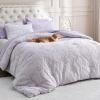 imageBedsure Purple Comforter Set Queen GentleSoft 3 Pieces Breathable Bow Comforter Set Women Girls with 2 Pillow Shams Cute Queen Bedding Sets Purple Room Decor Aesthetic Bedroom Decor 90x90 Inches01  Bow Lavender