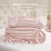 imageBedsure Purple Comforter Set Queen GentleSoft 3 Pieces Breathable Bow Comforter Set Women Girls with 2 Pillow Shams Cute Queen Bedding Sets Purple Room Decor Aesthetic Bedroom Decor 90x90 Inches05  Bow Trim Crystal Pink