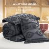 imageBedsure Purple Comforter Set Queen GentleSoft 3 Pieces Breathable Bow Comforter Set Women Girls with 2 Pillow Shams Cute Queen Bedding Sets Purple Room Decor Aesthetic Bedroom Decor 90x90 Inches03  Distressed Vintage Dark Grey