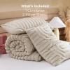imageBedsure Purple Comforter Set Queen GentleSoft 3 Pieces Breathable Bow Comforter Set Women Girls with 2 Pillow Shams Cute Queen Bedding Sets Purple Room Decor Aesthetic Bedroom Decor 90x90 Inches02  Arch Jacquard Beige