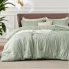 imageBedsure King Size Comforter Set Black  Bed in a Bag King Bedding 7 Pieces Cationic Dyed Bed Set Gift for Family Black Soft Bedding for All Seasons Comforter with Sheets Pillowcases amp Shams02  Celadon Green Melange