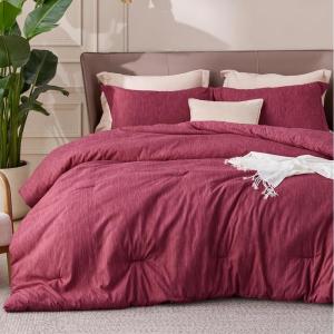 imageBedsure King Size Comforter Set Black  Bed in a Bag King Bedding 7 Pieces Cationic Dyed Bed Set Gift for Family Black Soft Bedding for All Seasons Comforter with Sheets Pillowcases amp Shams06  Red Melange