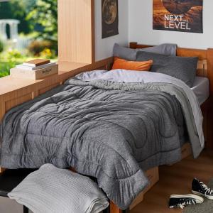 imageBedsure King Size Comforter Set Black  Bed in a Bag King Bedding 7 Pieces Cationic Dyed Bed Set Gift for Family Black Soft Bedding for All Seasons Comforter with Sheets Pillowcases amp Shams04  Dark Grey  Reversible