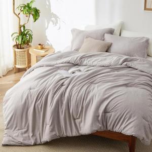 imageBedsure King Size Comforter Set Black  Bed in a Bag King Bedding 7 Pieces Cationic Dyed Bed Set Gift for Family Black Soft Bedding for All Seasons Comforter with Sheets Pillowcases amp Shams04  Taupe Melange
