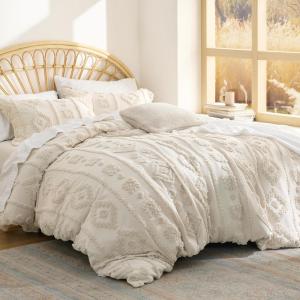 imageBedsure Purple Comforter Set Queen GentleSoft 3 Pieces Breathable Bow Comforter Set Women Girls with 2 Pillow Shams Cute Queen Bedding Sets Purple Room Decor Aesthetic Bedroom Decor 90x90 Inches03  Distressed Vintage Beige