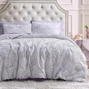 imageBedsure Purple Comforter Set Queen GentleSoft 3 Pieces Breathable Bow Comforter Set Women Girls with 2 Pillow Shams Cute Queen Bedding Sets Purple Room Decor Aesthetic Bedroom Decor 90x90 Inches01  Bow Light Purple