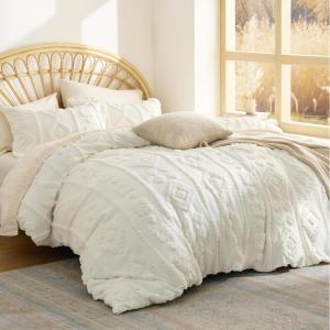 imageBedsure Purple Comforter Set Queen GentleSoft 3 Pieces Breathable Bow Comforter Set Women Girls with 2 Pillow Shams Cute Queen Bedding Sets Purple Room Decor Aesthetic Bedroom Decor 90x90 Inches03  Distressed Vintage White