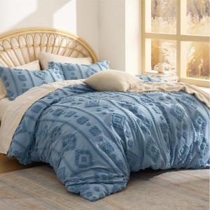 imageBedsure Purple Comforter Set Queen GentleSoft 3 Pieces Breathable Bow Comforter Set Women Girls with 2 Pillow Shams Cute Queen Bedding Sets Purple Room Decor Aesthetic Bedroom Decor 90x90 Inches03  Distressed Vintage Grayish Blue